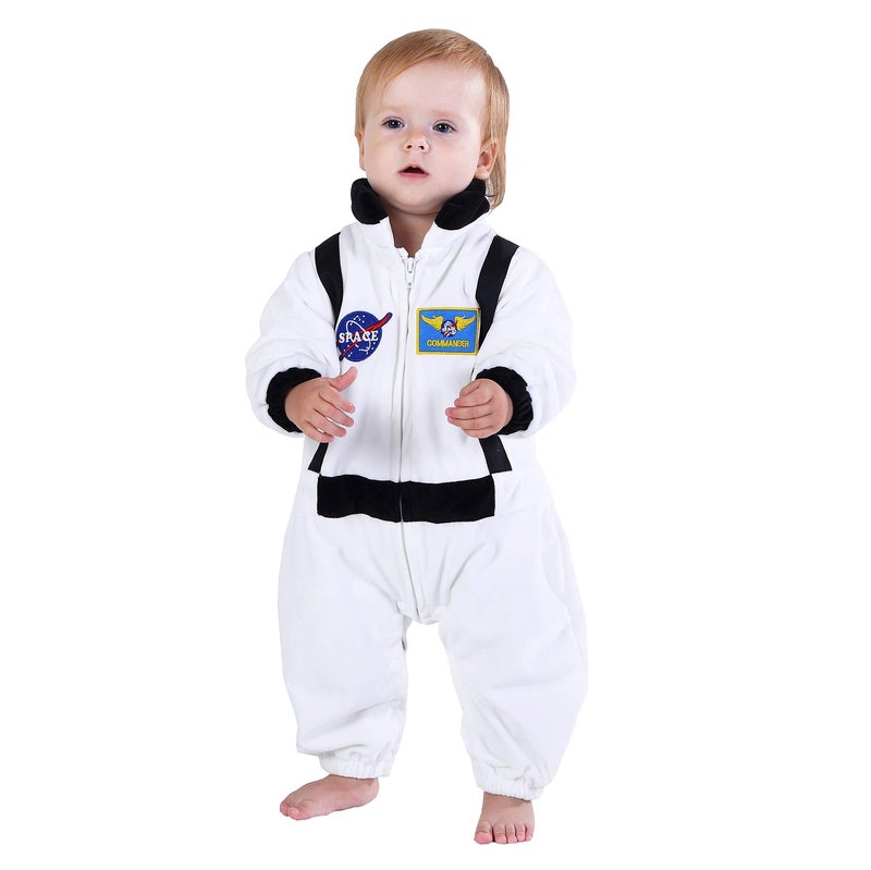 HSCTEK Newborn Astronaut Costume, Baby Space Cosplay Infant Boys Girls, Toddler Halloween Suit Costume Kids White 3-6 Months - Image 2